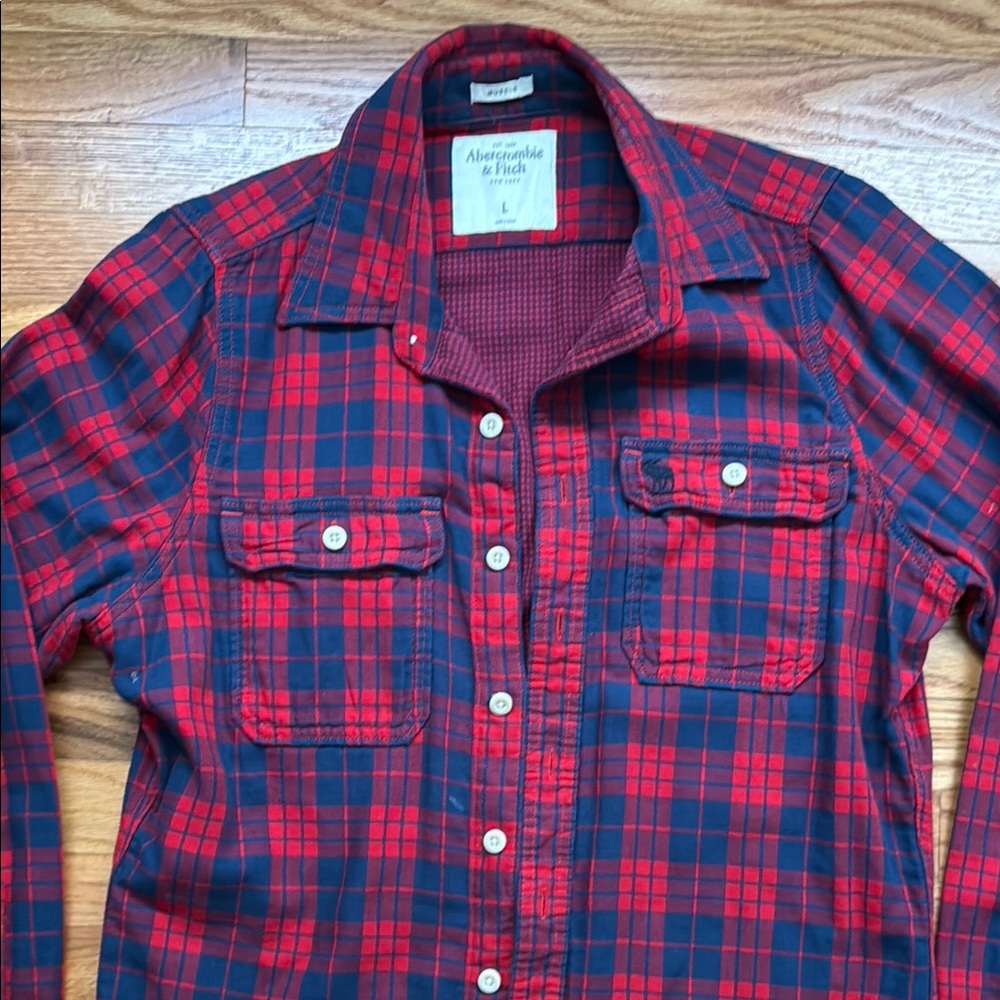 Abercrombie & Fitch Navy and Red Checkered Shirt